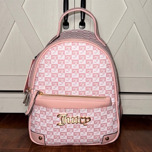 Juicy Couture Handbags - Juicy Couture Pink Checkered Bestseller Pullout Pouch Backpack